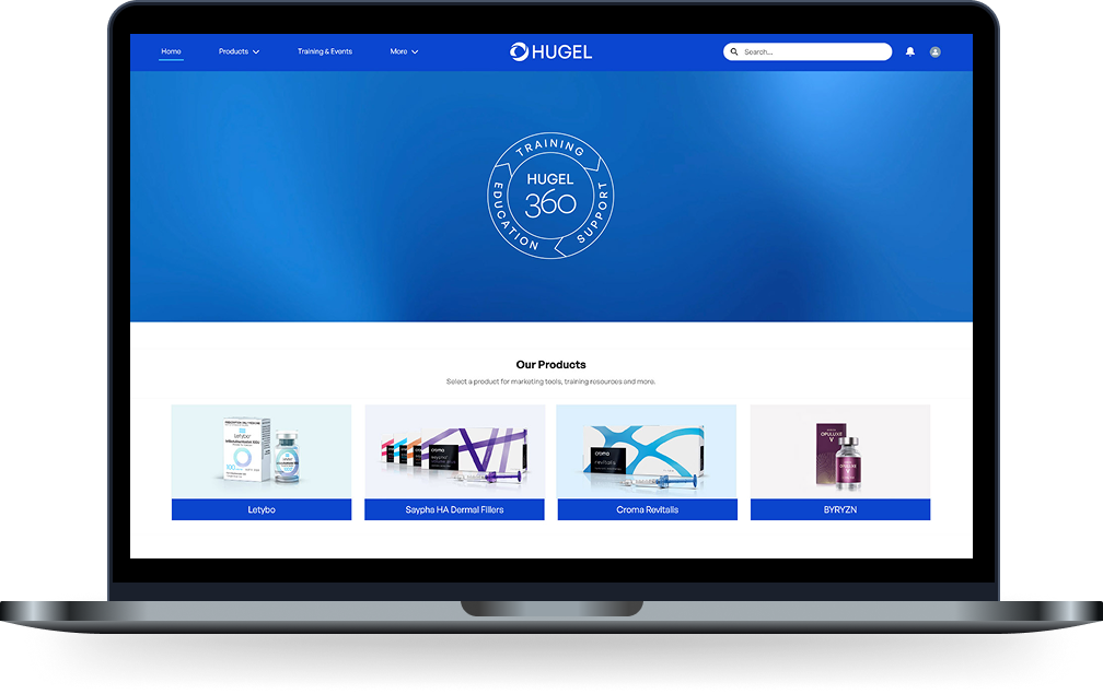 Laptop with Hugel's 360 Hub on screen